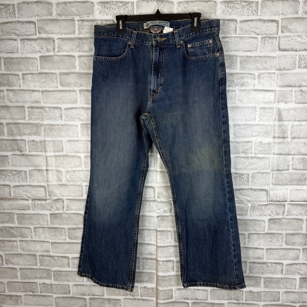 Harley Davidson Mens 36 x 30 Straight Leg Jeans Blue Denim Biker 99027N-09VM